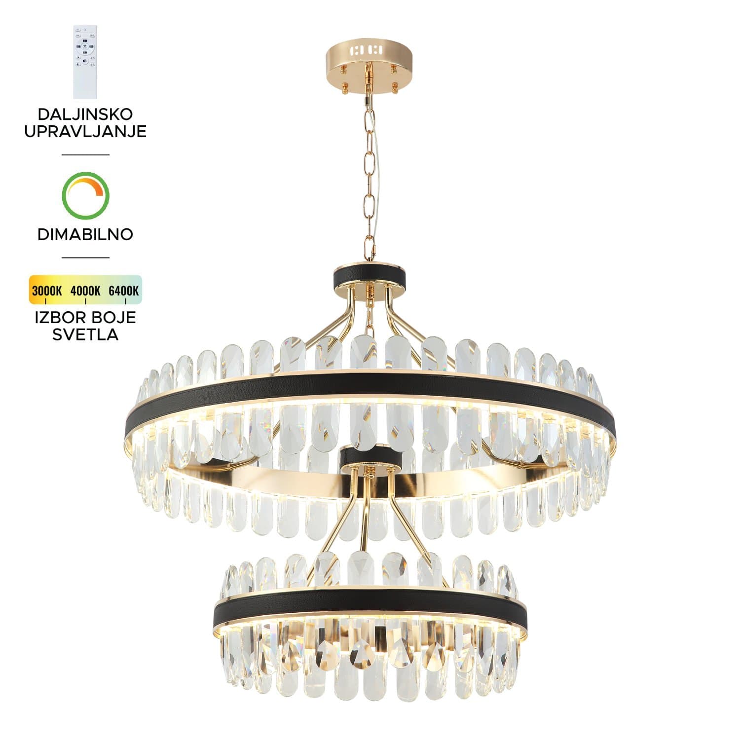 LED visilica KP4003-135V BK+GD - LED visilice