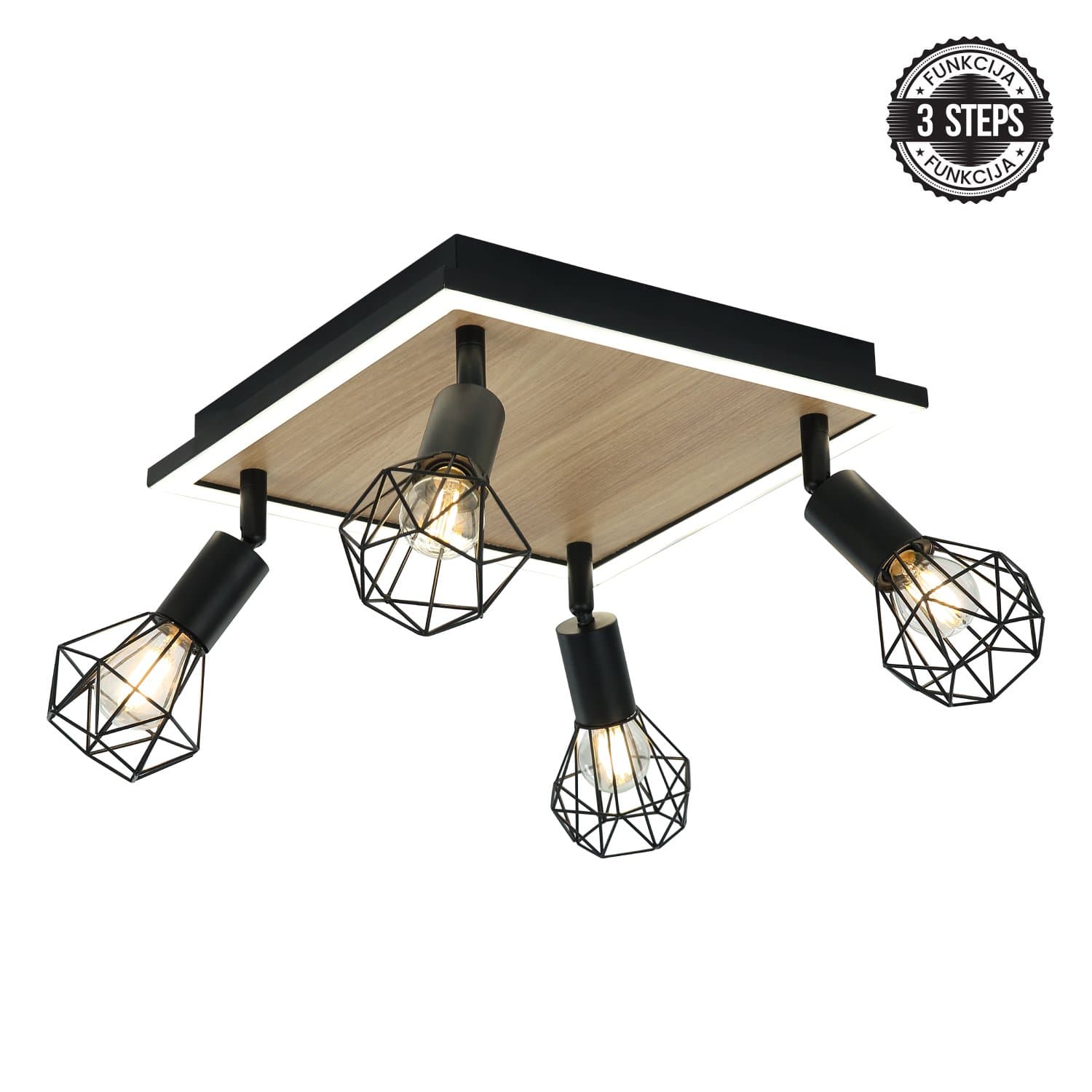 LED plafonska lampa FE405-4 BK+WD - LED plafonjere i plafonske lampe