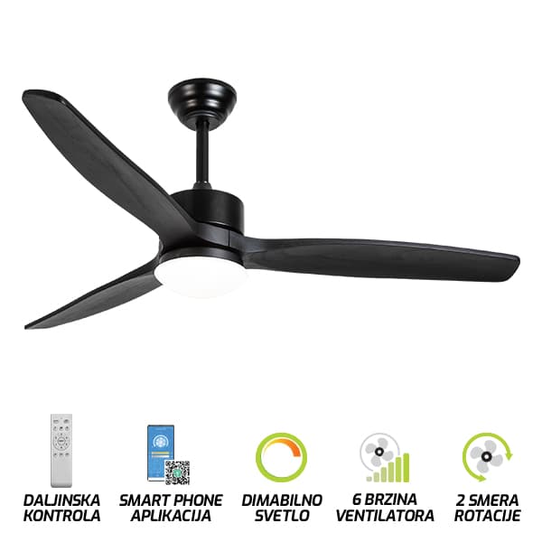 Plafonski ventilator sa svetiljkom FV3003-132 BK - Ventilatori